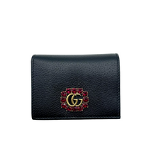 Load image into Gallery viewer, Gucci Crystal GG Marmont Leather Wallet Black
