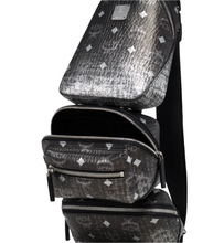 Load image into Gallery viewer, MCM Visetos Silver Gradient Canvas 4-in-1 Sling Belt Bag Black