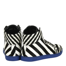 Load image into Gallery viewer, Gucci Calf Hair Leather Zebra Print High-top Sneaker Blue