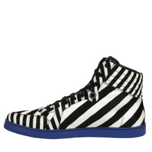 Load image into Gallery viewer, Gucci Calf Hair Leather Zebra Print High-top Sneaker Blue