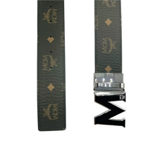 Load image into Gallery viewer, MCM Visetos Canvas M Buckle Reversible Belt Green