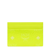 Load image into Gallery viewer, MCM Visetos Coated Canvas Card Holder Neon Yellow