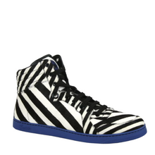 Load image into Gallery viewer, Gucci Calf Hair Leather Zebra Print High-top Sneaker Blue