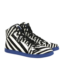 Load image into Gallery viewer, Gucci Calf Hair Leather Zebra Print High-top Sneaker Blue