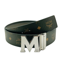 Load image into Gallery viewer, MCM Visetos Canvas M Buckle Reversible Belt Green