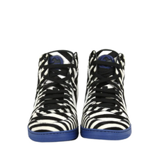 Load image into Gallery viewer, Gucci Calf Hair Leather Zebra Print High-top Sneaker Blue