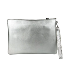 Load image into Gallery viewer, MCM Robot Design Leather Wristlet Pouch Bag Silver