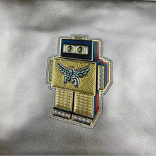 Load image into Gallery viewer, MCM Robot Design Leather Wristlet Pouch Bag Silver