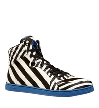 Load image into Gallery viewer, Gucci Calf Hair Leather Zebra Print High-top Sneaker Blue
