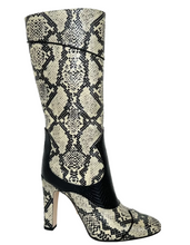Load image into Gallery viewer, Gucci Python Leather Calf Heel Boots Beige