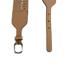 Load image into Gallery viewer, Gucci Leather Silver Buckle Studded Belt Beige