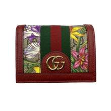 Load image into Gallery viewer, Gucci Supreme GG Canvas Floral Coin Leather Wallet Red