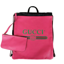 Load image into Gallery viewer, Gucci Leather Large Drawstring Backpack Pink