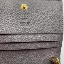 Load image into Gallery viewer, Gucci Zumi Leather Gold Chain Bi-Fold Mini Wallet Grey