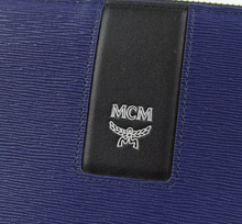 Load image into Gallery viewer, MCM Leather Logo Zipped Wallet Navy
