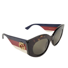 Load image into Gallery viewer, Gucci Havana Oversize Cat Eye Acetate Sunglasses Sylvie Web Logo Multicolor