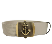 Load image into Gallery viewer, Gucci Fabric Military Anchor Buckle Belt Beige