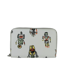 Load image into Gallery viewer, Prada Leather Robot Print Zip Around Wallet White