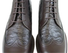 Load image into Gallery viewer, Gucci Ostrich Leather Lace-up Boot Brown