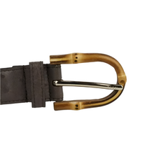 Load image into Gallery viewer, Gucci Ostrich Leather Bamboo Buckle Belt Brown