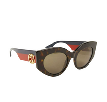 Load image into Gallery viewer, Gucci Havana Oversize Cat Eye Acetate Sunglasses Sylvie Web Logo Multicolor