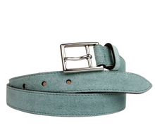 Load image into Gallery viewer, Gucci Suede Silver Buckle Belt Teal