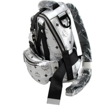 Load image into Gallery viewer, MCM Jemison Coated Canvas Backpack Silver