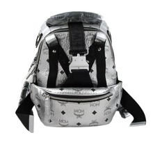 Load image into Gallery viewer, MCM Jemison Coated Canvas Backpack Silver