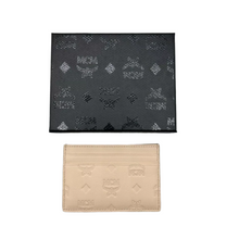 Load image into Gallery viewer, MCM Leather Logo Card Holder Beige