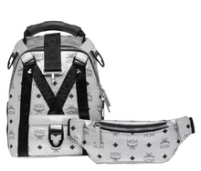 Load image into Gallery viewer, MCM Jemison Coated Canvas Backpack Silver