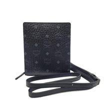 Load image into Gallery viewer, MCM Visetos Canvas Zipped Lanyard Wallet Black