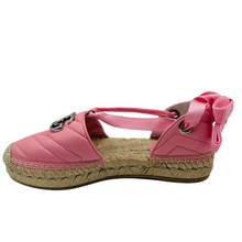 Load image into Gallery viewer, Gucci Leather/Raffia GG Espadrille Flat Sandals Pink
