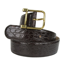 Load image into Gallery viewer, Gucci Crocodile Leather Square Buckle Belt Brown