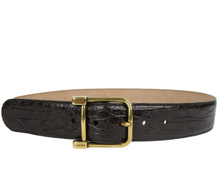Load image into Gallery viewer, Gucci Crocodile Leather Square Buckle Belt Brown