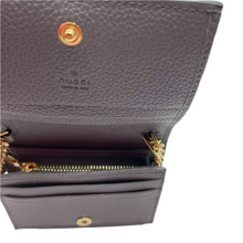 Load image into Gallery viewer, Gucci Zumi Leather Gold Chain Bi-Fold Mini Wallet Grey