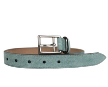 Load image into Gallery viewer, Gucci Suede Silver Buckle Belt Teal