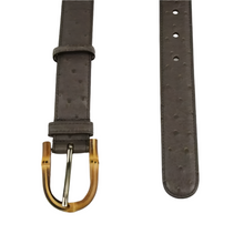 Load image into Gallery viewer, Gucci Ostrich Leather Bamboo Buckle Belt Brown