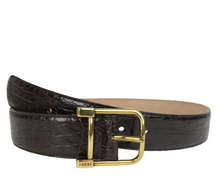 Load image into Gallery viewer, Gucci Crocodile Leather Square Buckle Belt Brown