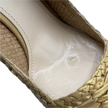 Load image into Gallery viewer, Prada Leather Woven Heel Pump Gold