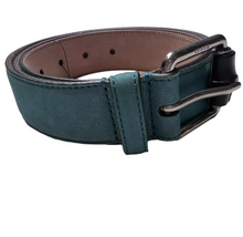 Load image into Gallery viewer, Gucci Suede Bamboo Buckle Belt Teal Blue