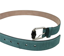 Load image into Gallery viewer, Gucci Suede Bamboo Buckle Belt Teal Blue
