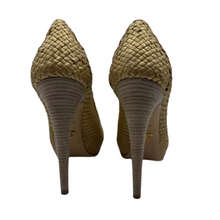 Load image into Gallery viewer, Prada Leather Woven Heel Pump Gold