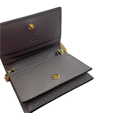 Load image into Gallery viewer, Gucci Zumi Leather Gold Chain Bi-Fold Mini Wallet Grey