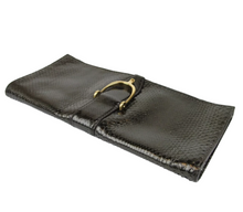 Load image into Gallery viewer, Gucci Python Leather Clutch Bag Large Dark Green
