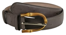 Load image into Gallery viewer, Gucci Ostrich Leather Bamboo Buckle Belt Brown