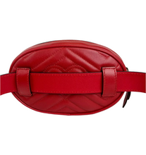 Load image into Gallery viewer, Gucci Marmont Leather G Oval Belt Bag Red