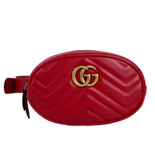 Load image into Gallery viewer, Gucci Marmont Leather G Oval Belt Bag Red