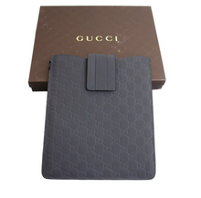 Load image into Gallery viewer, GUCCI GG Monogram Guccissima Leather iPad Case Gray