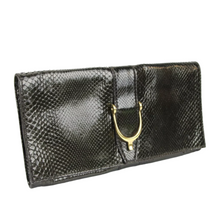 Load image into Gallery viewer, Gucci Python Leather Clutch Bag Large Dark Green
