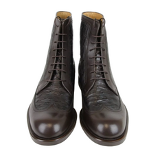 Load image into Gallery viewer, Gucci Ostrich Leather Lace-up Boot Brown
